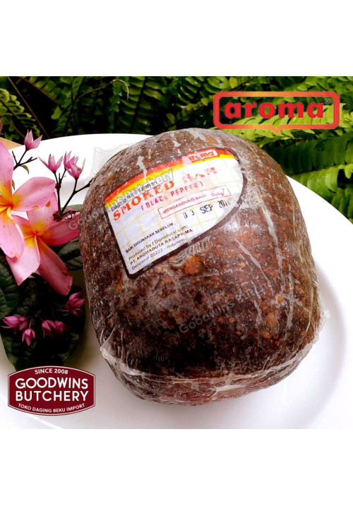 Pork Bali Aroma ham BLACKPEPPER HAM lada hitam frozen whole cuts +/- 2.3 kg/pc (price/kg)